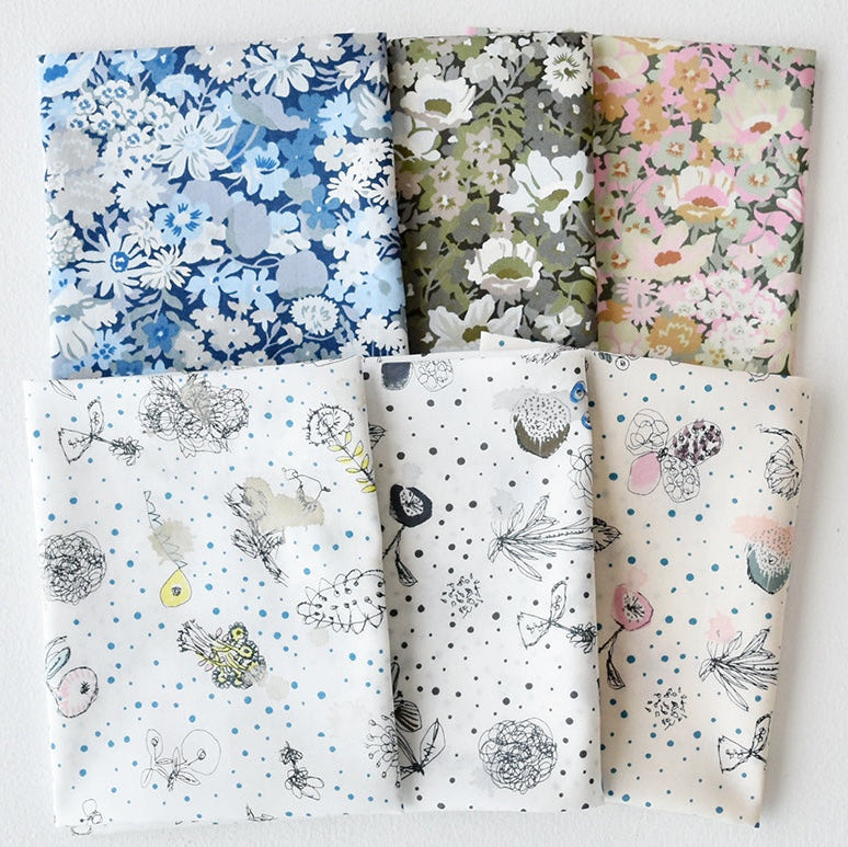 Liberty Japan -Mixed mini set of 6 - Mina Perhonen Memories of Rain & Thorpe - Limited Edition
