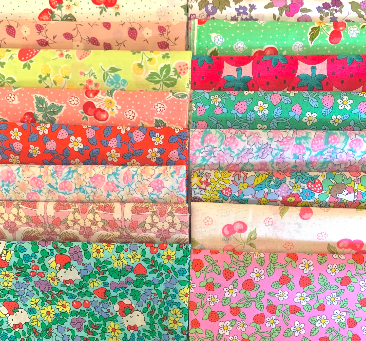Liberty x Japanese cotton mixed set of 16pcs - sweet strawberry!