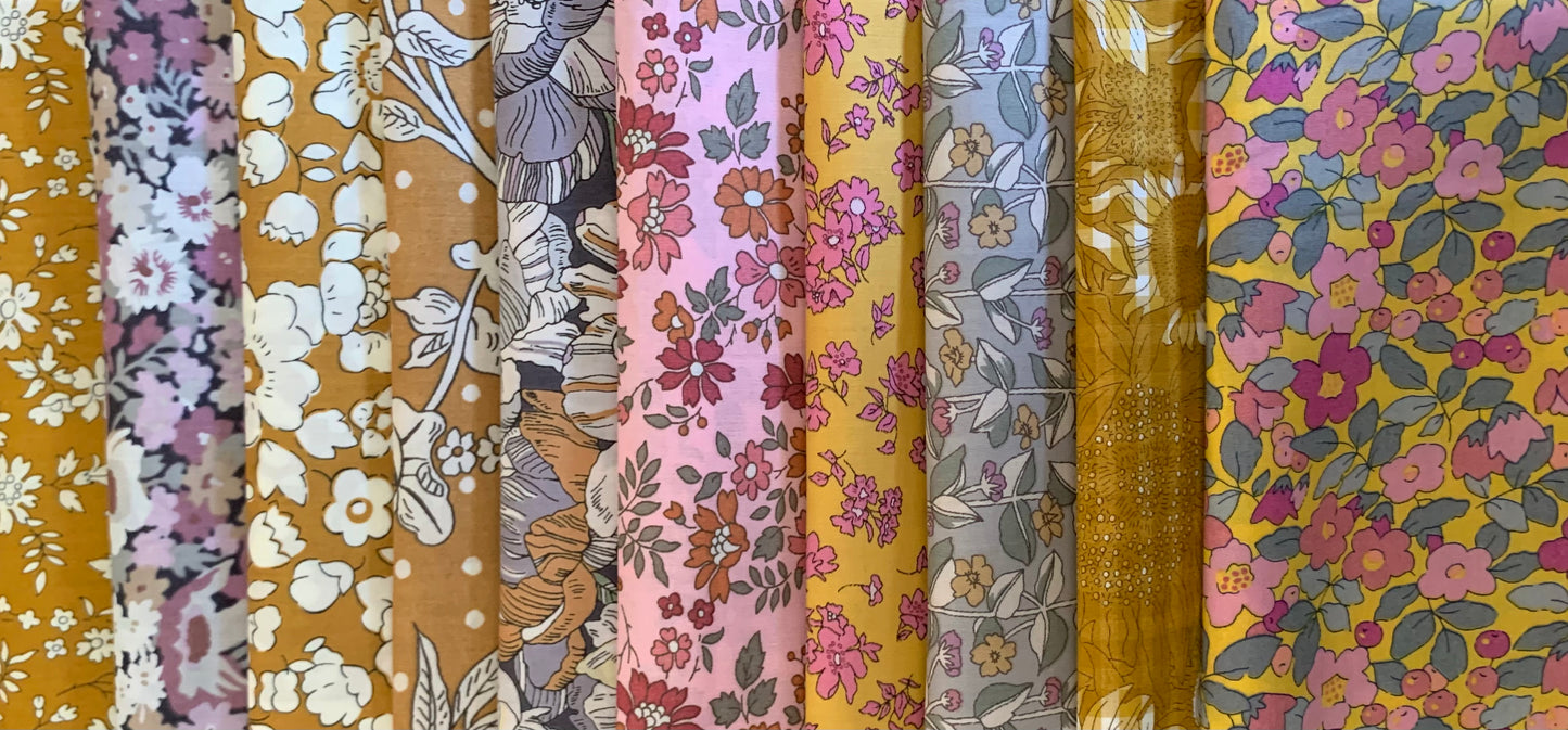 Liberty Japan - Mostly Mustard Set - fat 1/16th - 25x25cm x 10 pcs