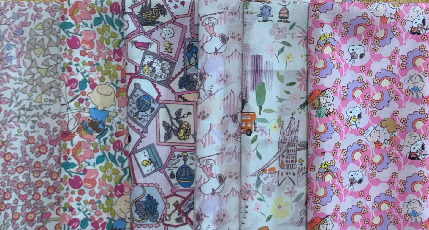 Liberty x Peanuts - Pink - Mini set of 6
