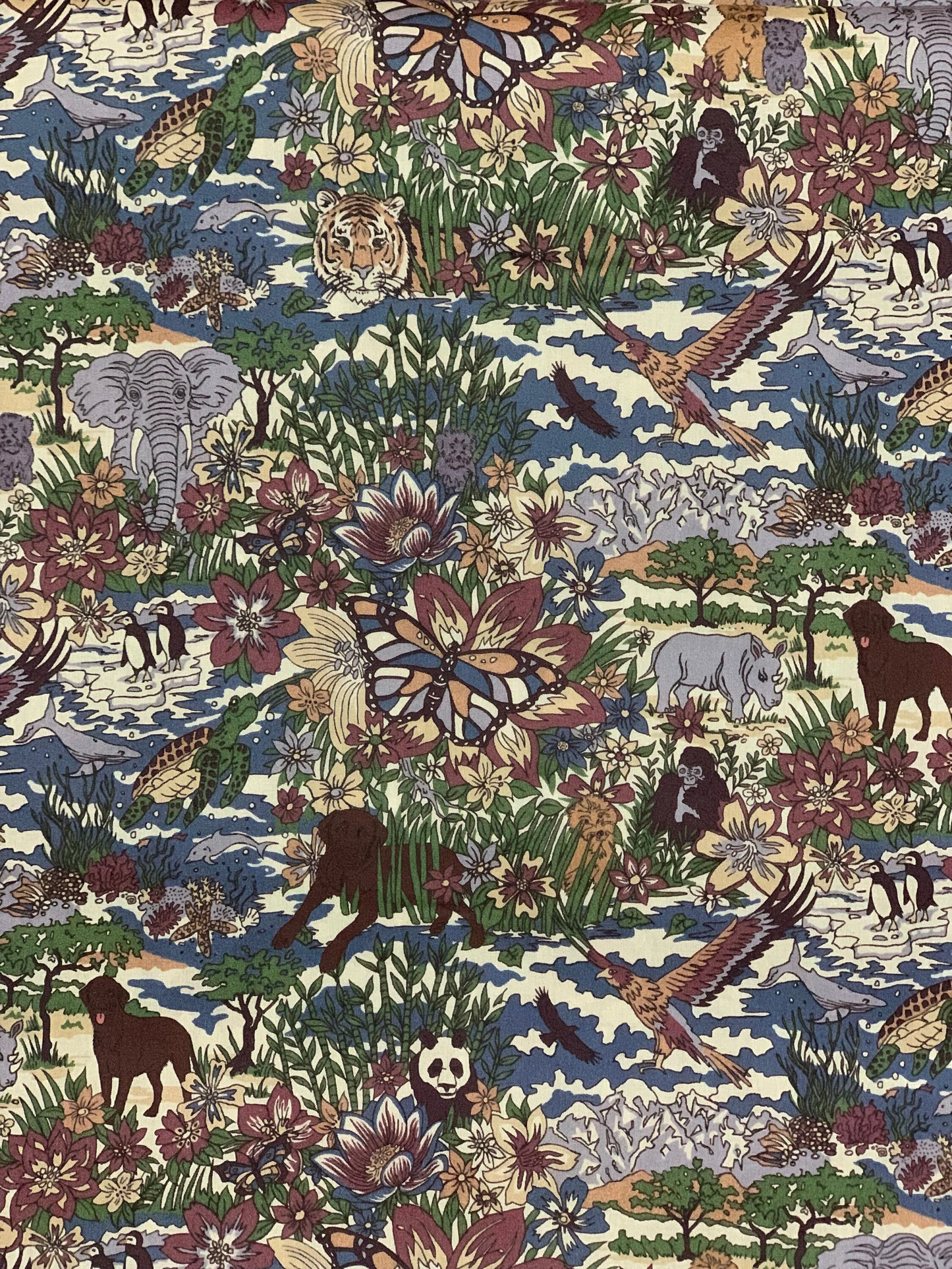 Liberty Japan - Metre Sale - Masaki San 2022ES - Bespoke Paradise Jungle Dogs 02BR