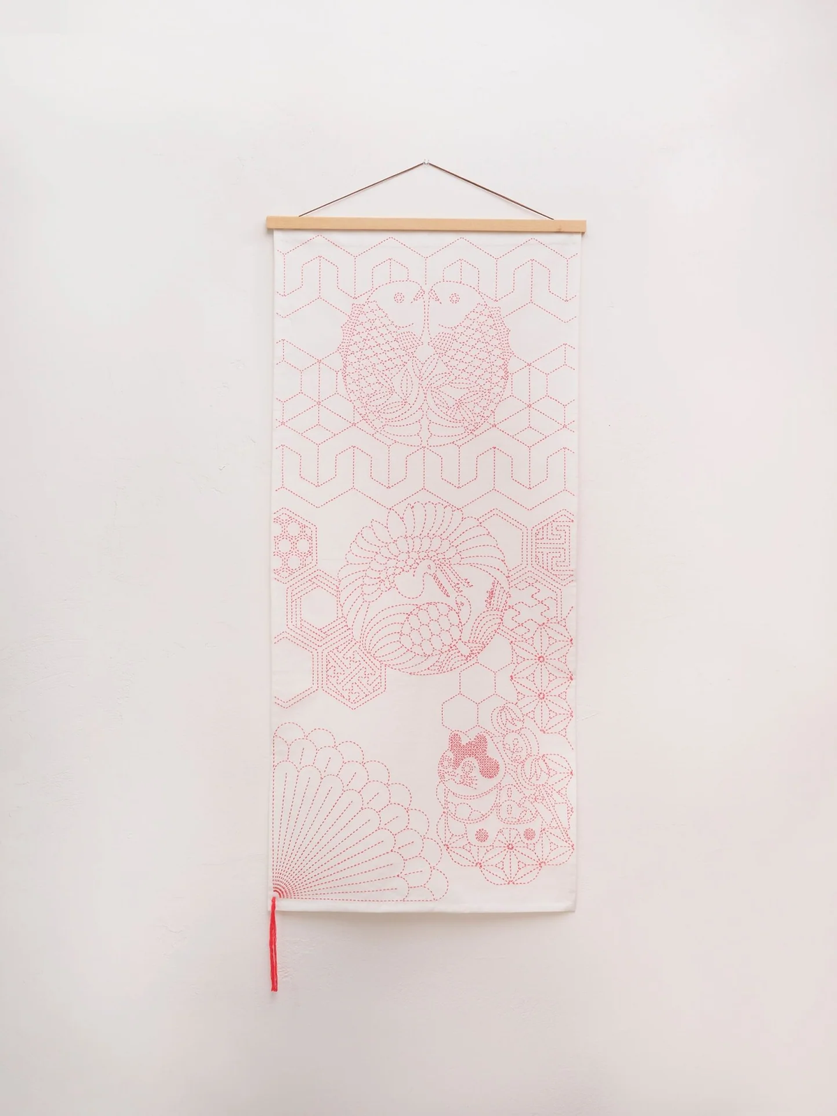 COSMO Celebration Sashiko Cloth - Kotobuki - White or Navy