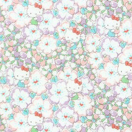 hello kitty x liberty art fabric - Floral heart j21a - grape- fat quarter -