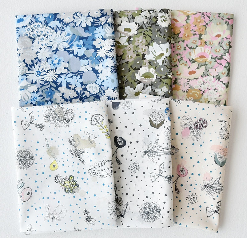 Liberty Japan -Mixed mini set of 6 -  Mina Perhonen Memories of Rain & Thorpe - Limited Edition