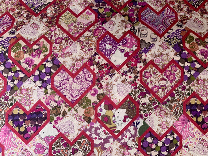 Liberty Japan -  Metre Sale -  Kitty 50th Anniversary Vol.2 - Bespoke J24F Hello Kitty Patchwork Hearts