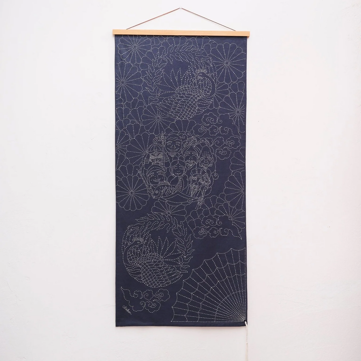 COSMO Celebration Sashiko Cloth - Seven Lucky Gods - White or Navy