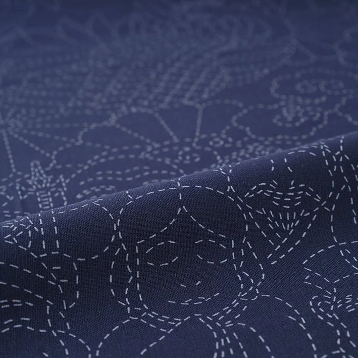 COSMO Celebration Sashiko Cloth - Seven Lucky Gods - White or Navy