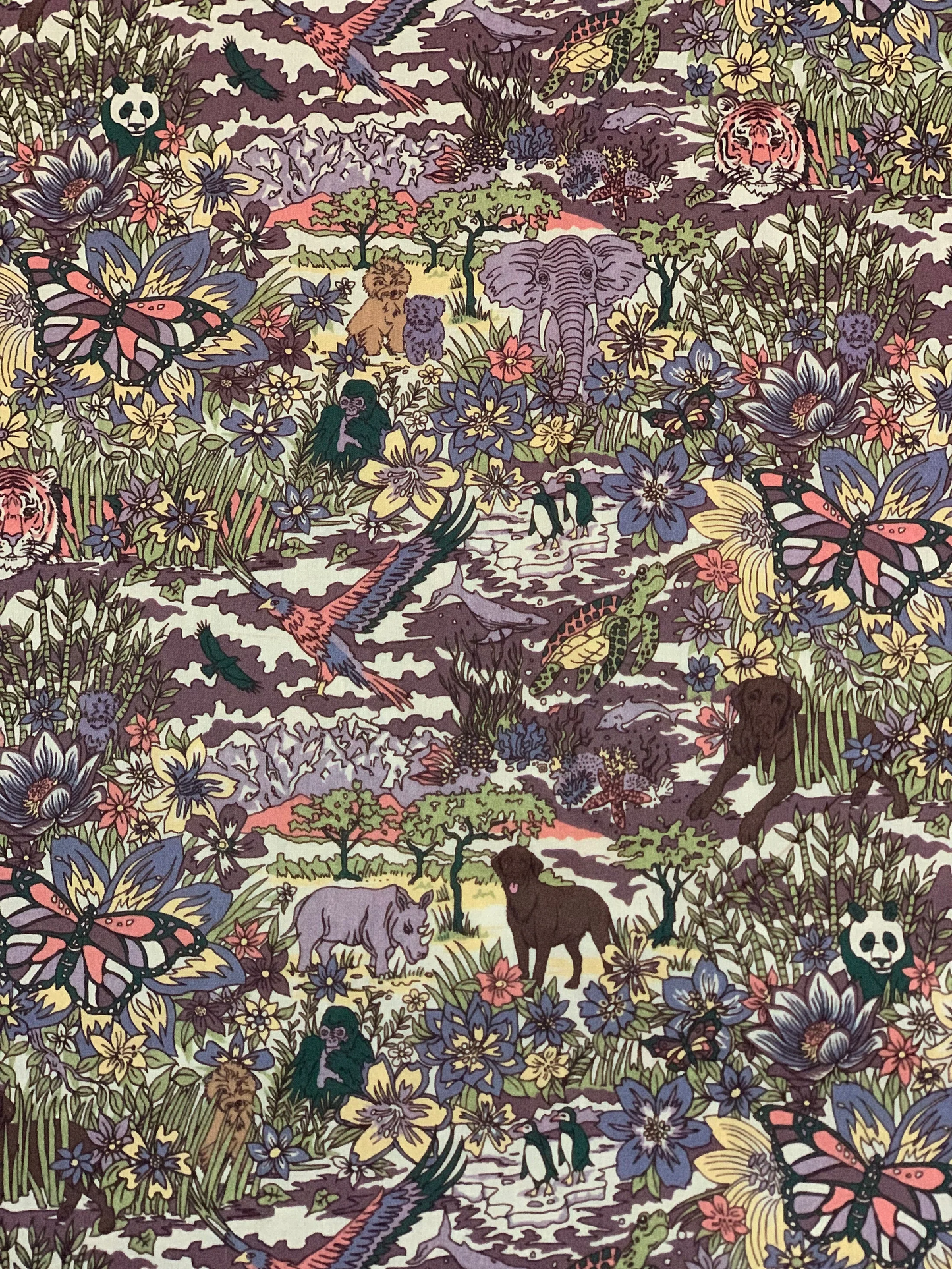 Liberty Japan -  Metre Sale - Masaki San 2022ES - Bespoke Paradise Jungle Dogs 01X