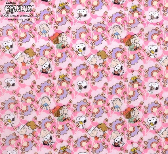 Peanuts x Liberty Fabrics Collection Vol.2 - J25E - Bespoke Friendship Blooms (pink mix)