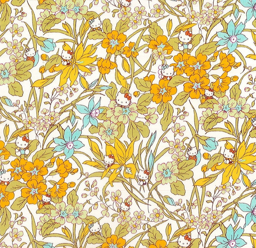 Hello kitty x liberty - 45th Anniversary - Floral Harvest - J19B - yellow - fat quarter