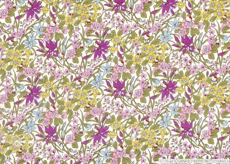 Hello kitty x liberty - 45th Anniversary - Floral Harvest - J19C - Purple, pink, green and blue - fat quarter